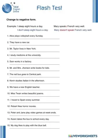 Change to negative form