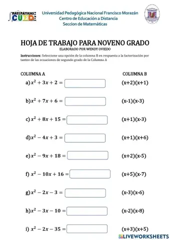 Solucion de Ecuaciones cuadraticas