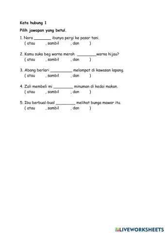 Tahun 2 Kata Hubung 1