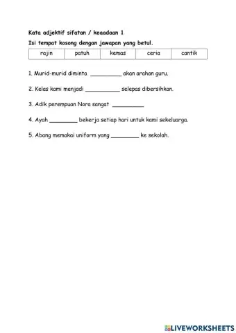 Tahun 2 Kata Adjektif Sifat-Keadaan 1