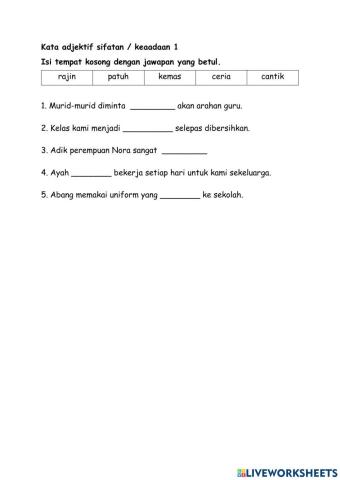 Tahun 2 Kata Adjektif Sifat-Keadaan 1
