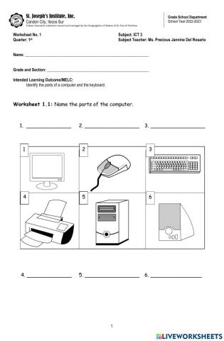 ICT 3 Worksheet 1