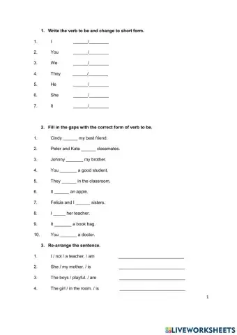 Verbo to be affirmative and negative