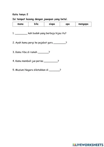 Tahun 2 Kata Tanya 2