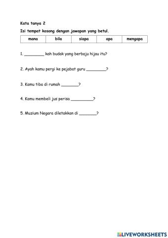 Tahun 2 Kata Tanya 2