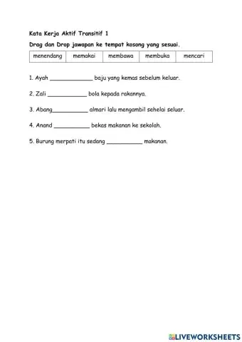 Tahun 2 Kata Kerja Aktif Transitif 1