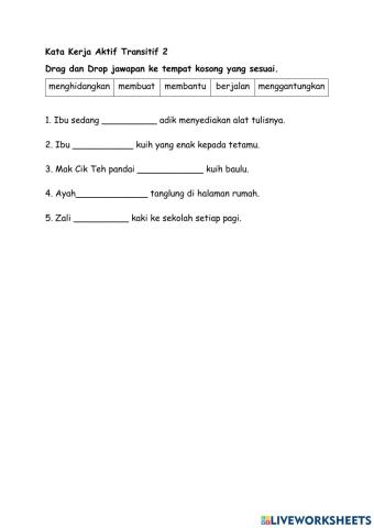 Tahun 2 Kata Kerja Aktif Transitif 2