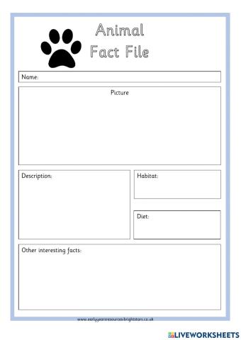 Animal fact file