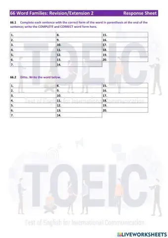 66 Word Families Revision and Extension 2