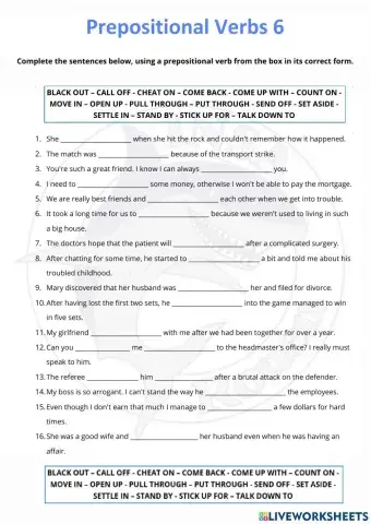 Prepositional Verbs 6