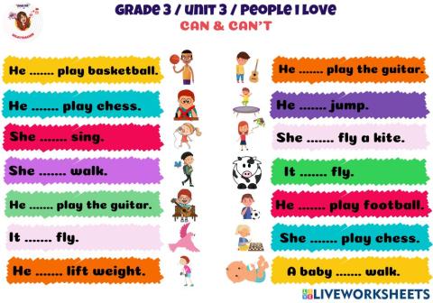 3th grade unit 3 people i love can-can't
