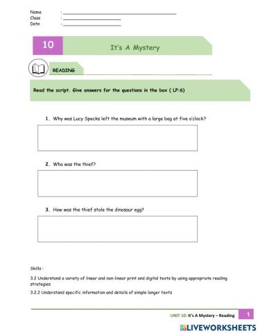 Unit 10 It's A Mystery