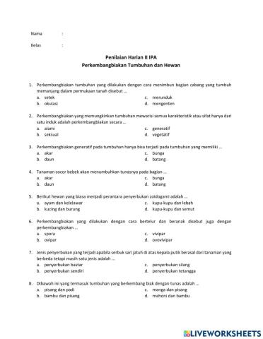 Perkembangbiakan Tumbuhan dan Hewan