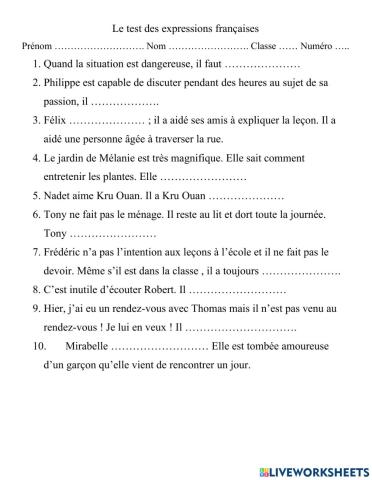 Les expressions françaises