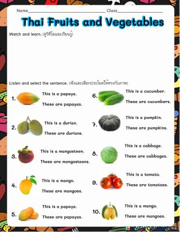 Thai Fruits and vegetables