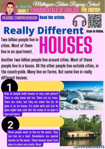 Living Spaces - Reading Comprehension