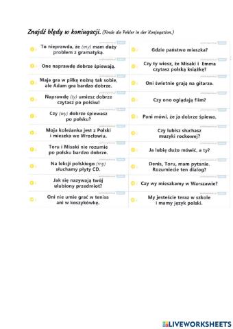 Znajdź błędy w koniugacji
