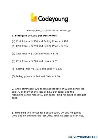 Concept-HW--G8-Profit and Loss Percentage