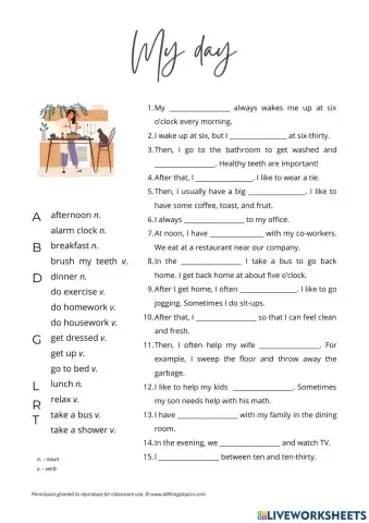 My day worksheet