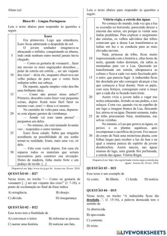 Simulado 4 de Preparação para o SPAECE - LP