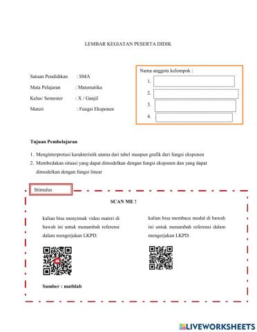 Fungsi eksponen kelas XA6