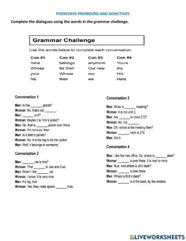 Possessive adjectives and pronouns