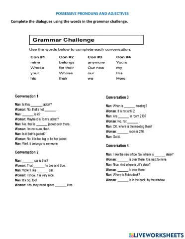 Possessive adjectives and pronouns