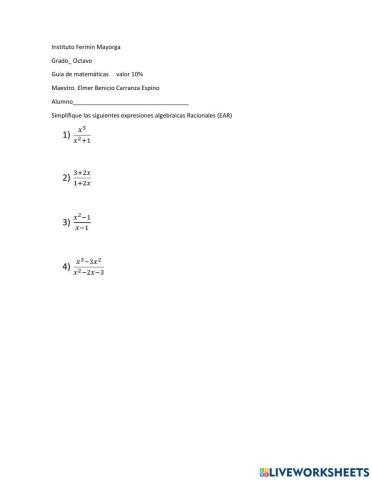 Simplificación de Expresiones Algebraicas