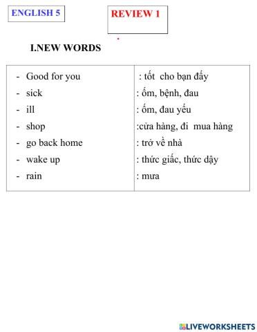 English 5- review 1