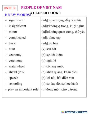 English 8- u it 3- a closer look 1