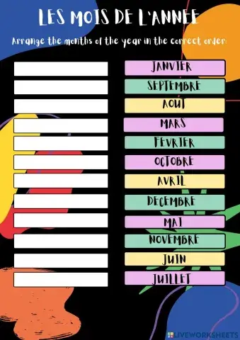 The months in the year