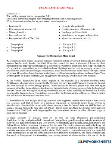 Ielts reading heading matching 2