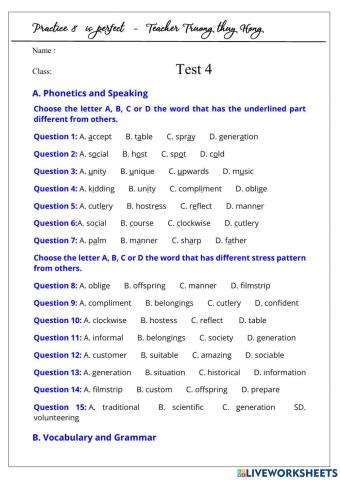 Test 4 English 8