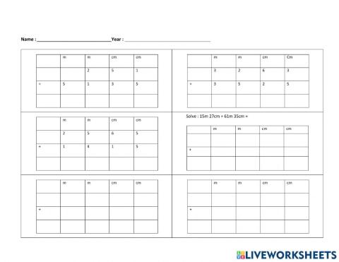 Length - Addition (m cm)