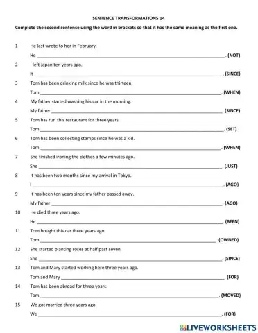 Present Perfect vs Past Simple - Sentence Transformation