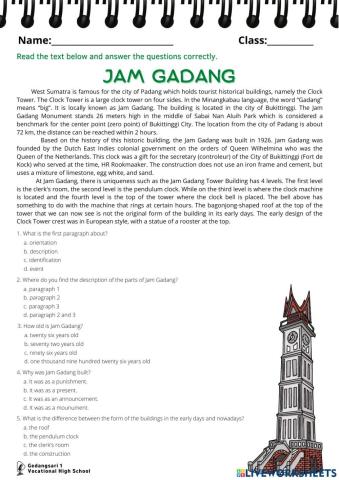 Descriptive Text - Jam Gadang and Tugu Jogja