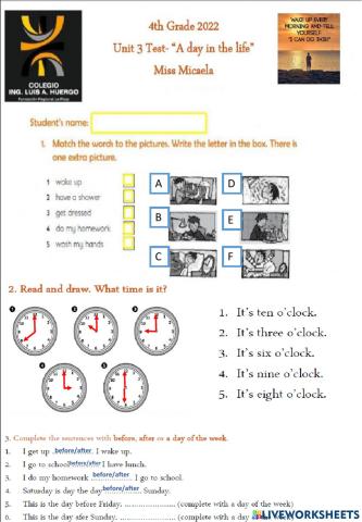 Kid's Box unit 3 Test