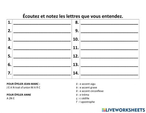 Francais: Deletreo