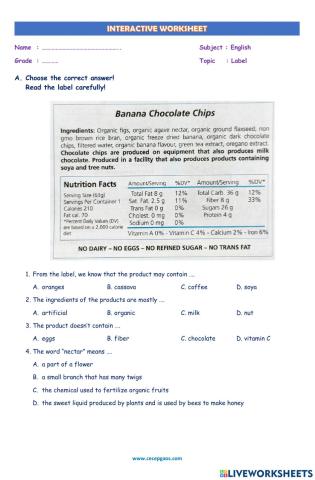 LKPD Interaktif Bahasa Inggris Tentang Label