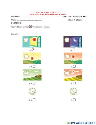 E4 Unit 11: What time is it?