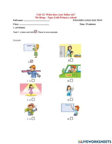 E 4 Unit 12: What does your father do?