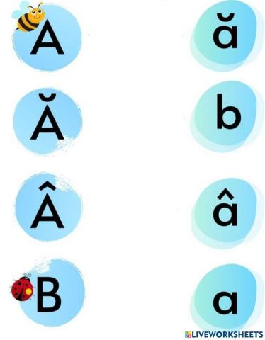 A, Ă, Â, B - corespondență literă mare-mică
