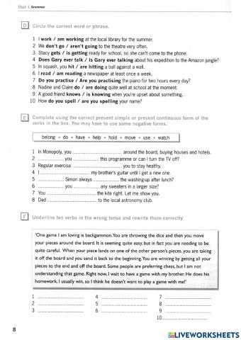 Present Simple vs. Continuous