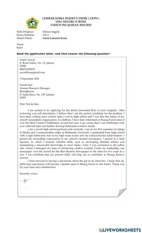 Application letter