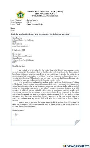 Application letter