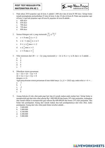 Post test mtk paket 1