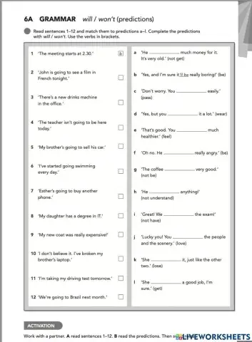 EF Pre-Int 6A grammar Will-won't