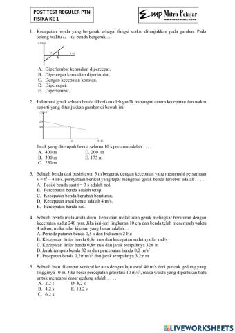 Post test reguler ptn fisika 1