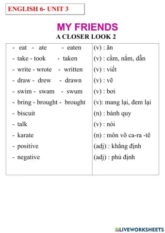 English 6- unit 3- a closer look 2