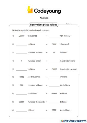Understanding 10 Digit numbers Advanced